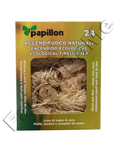 Accendifuoco Naturali Papillon Pulito Inodore Lana di Legno e Cera 24 Pezzi