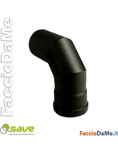 Gomito Stufa Pellet Save 1,2mm Porcellanato Nero Opaco Diametro 8cm
