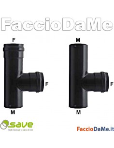 Tubo a T Stufa Pellet Save 1,2mm Porcellanato Nero Opaco Diametro 8cm