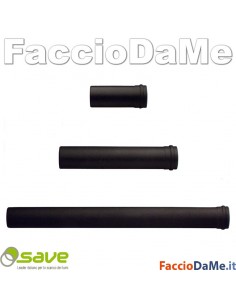 Tubo Stufa Pellet Save 1,2mm Porcellanato Nero Opaco Diametro 8cm Varie Misure