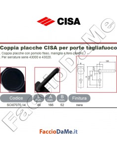 Coppia Placche CISA con Pomolo Fisso e Maniglia per Porte Tagliafuoco 2