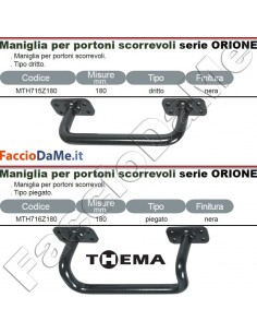 Maniglia Maniglione per Portoni Scorrevoli Serie ORIONE Thema Colore Nero mm180 2
