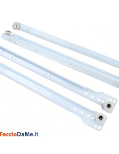 Coppia Guide Scorrevoli per Cassetti 30 35 40 45 50 55 60cm Colore Bianco Avorio
