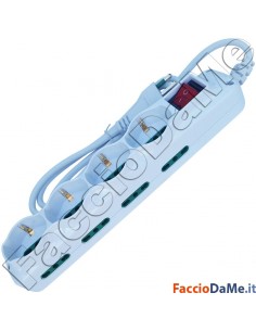 Multipresa Ciabatta 12 Posti Prese Bivalenti Schuko Colore Bianco con Interruttore