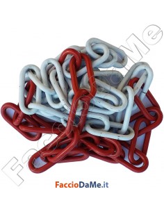 Catena Segnaletica in Acciaio Zincato Vernic. Colore Bianca e Rossa Maglia Ovale