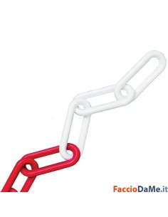 Catena Segnaletica in Acciaio Zincato Vernic. Colore Bianca e Rossa Maglia Ovale 2