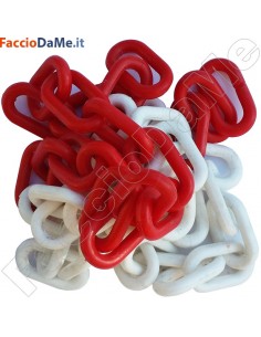 Catena Segnaletica in Plastica Moplen Ø 6mm a Maglia Ovale Colore Bianca e Rossa