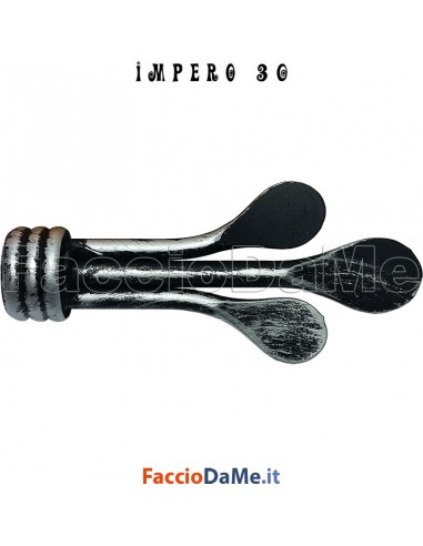 Terminale TRIFOGLIO in Ferro Nero Argento per Bastone Tende D.30mm IMPERO Italy