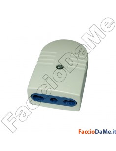 Presa Spina Corrente Elettrica Bianca Femmina Bipasso Grande e Piccola 16a 250v
