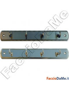 Portachiavi a 4 Ganci Tutto in Ottone Finitura Colore Bronzo o Oro 250x40 mm