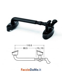 Socchiudi Finestra Controfinestra Manuale a Due Ante Bruco in ABS Colore Nero 2
