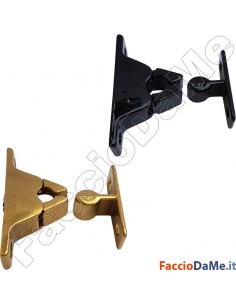 Fermaporta Fermaporte a Pinza Modello Pesante in Ottone Lucido e Verniciato Nero