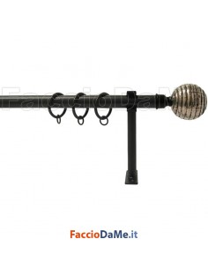 Set Kit Bastone per Tende in Ferro Estensibile Completo di Anelli Pomoli Supporti 2