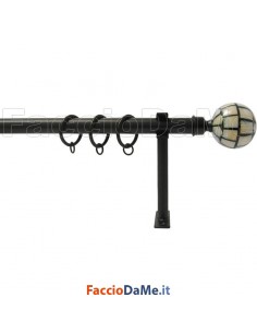 Set Kit Bastone per Tende in Ferro Estensibile Completo di Anelli Pomoli Supporti 2