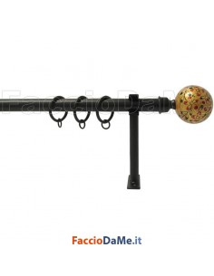 Set Kit Bastone per Tende in Ferro Estensibile Completo di Anelli Pomoli Supporti 2