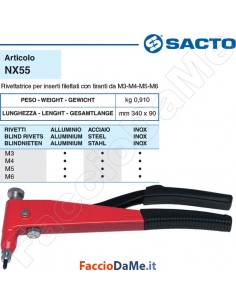 Insertatrice Manuale Tira Inserti Filettati Diametro da M3 a M6 Sacto NX55 2