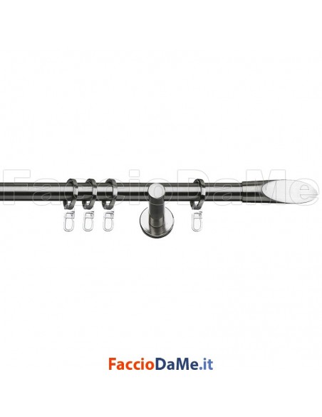 Set Kit Bastone per Tende in Metallo Nickel Satinato con Anelli Ø 20 PUNTA FA20103