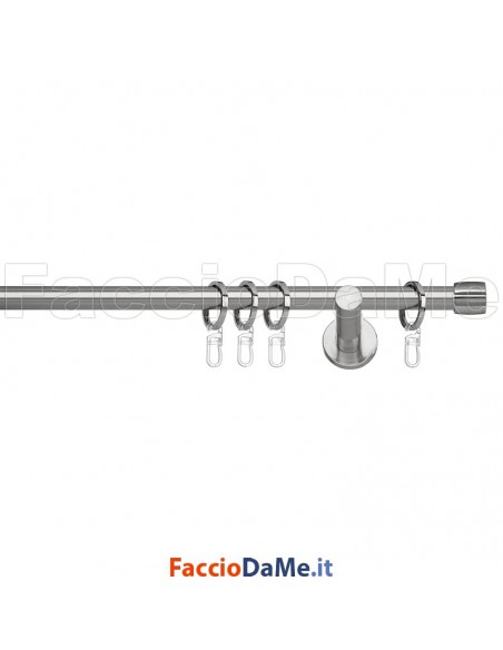Set Kit Bastone per Tende in Metallo Nickel Satinato con Anelli Ø 20 TAPPO FA20101