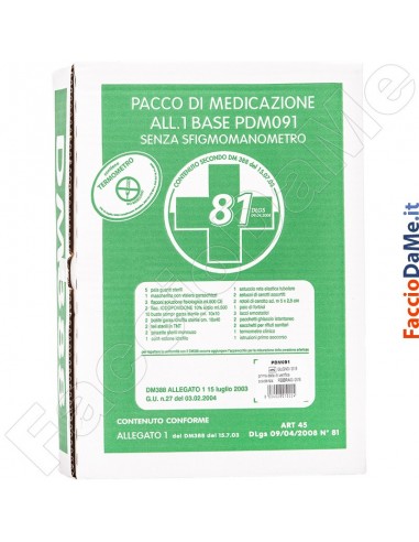 Armadietto pronto soccorso in plastica Allegato 1 D.M.388 e D.L.81 - con  sfigmo