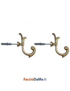 Gancio Ganci Fermatende Portambrasse Raccoglitende in Ottone Lucido 2 pezzi