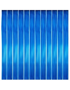 Tenda in Plastica Marina a Strisce Piatte Colore Blu Completa di Binario in Legno
