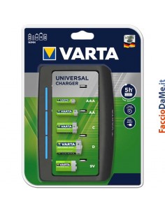 Caricabatterie Universale per Batterie 2 o 4 Pile AA AAA C D o 1x 9v Varta 57648