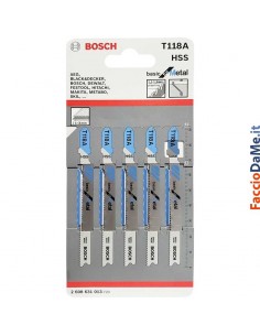 Lama Lame per Seghetto Alternativo da Ferro Metallo 5 pezzi Bosch T118A