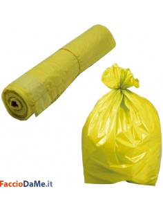 Sacco Sacchetti Immondizia Immondizie Spazzatura con Filo 80x110 cm Colore Giallo