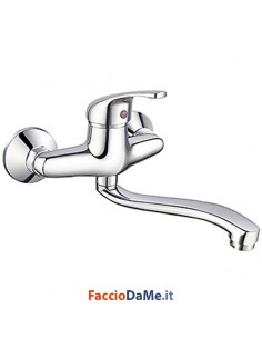 Miscelatore Rubinetto Monocomando Lavello a Muro Cromato Hydrall Delfina H235-D50