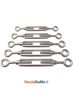 Tenditore Tenditori Fune a 2 Occhi Inox 316 Varie Misure