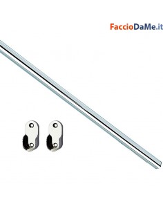 Set Kit Tubo Armadio Rotondo Cromato 1 - 2 metri + 2 Supporti Reggitubo