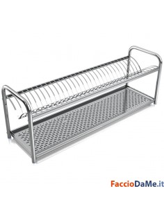 Scolapiatti con Base Portapiatti Portatazze Acciaio Inox 18/10 Mod. Base Lavenox