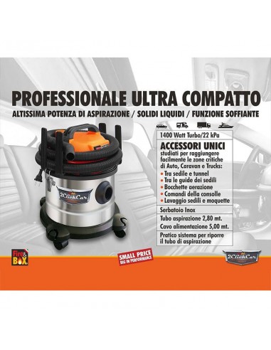 Aspiratore Professionale Auto Caravan Trucks Yachts 1400 watt Turbo Fire&Box CK8560