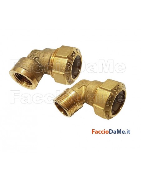 Giunti Giunto Raccordi Ottone Raccordo TOF-G Curvo Gomito 90° Serie TOF-PUSH