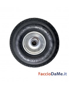 Ruota Pneumatica con Camera d'aria con Mozzo in Acciaio Per Carrello 26cm 2