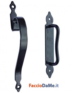 Maniglia Maniglie per Scuri Balconi Infissi in Acciaio Verniciato Colore Nero Omad