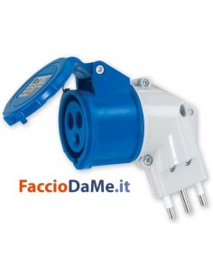 Adattatore Semplice con Spina Domestica Italiana e Presa CEE Blu