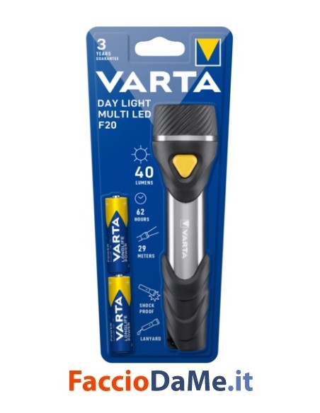 Torcia Day Light Multi LED F20 Robusta in ABS Alluminio Gomma Varta 16632