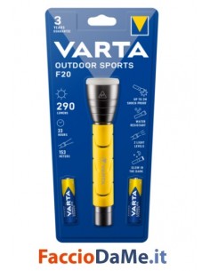 Torcia Outdoor Sports F20 in Alluminio e Gomma per Escursioni Varta 18628