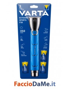 Torcia Outdoor Sports F30 in Alluminio e Gomma per Escursioni Varta 18629