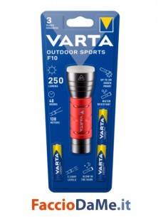 Torcia Outdoor Sports F10 in Alluminio e Gomma per Escursioni Varta 17627