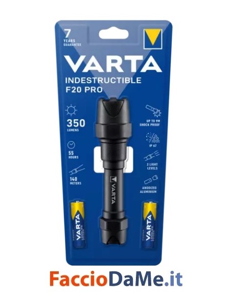 Torcia Indestructible F20 Pro in Alluminio e Gomma Varta 18711