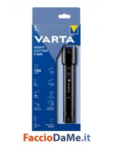 Torcia Night Cutter F30R Ricaricabile con Cavo USB Incluso Varta 18901