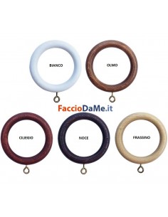 20 Anelli per Tende in Legno con Occhiolo per Bastone Diametro 35 mm Vari Colori