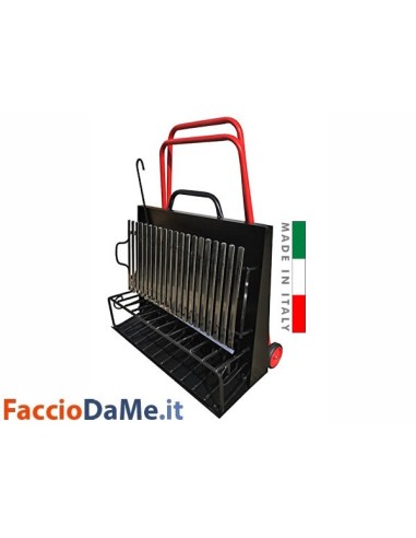 Barbecue a Legna Maxi Grill con Ruote H.90 x L.100 x P.60 cm - SPEDIZIONE GRATUITA