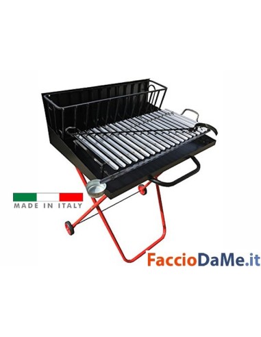 Barbecue a Legna Maxi Grill con Ruote H.90 x L.100 x P.60 cm - SPEDIZIONE GRATUITA