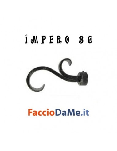 Terminale RICCIOLO in Ferro Nero Argento per Bastone Tende D.30mm IMPERO Italy