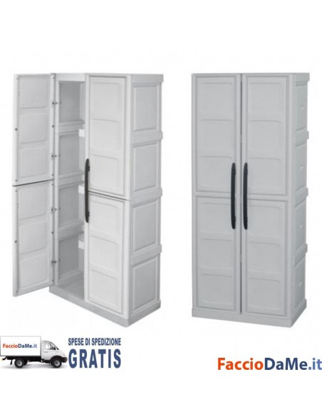 Armadio Linea Steel S71PS Portascope Robusto in Plastica Polipropilene Cerniere Acciaio - SPEDIZIONE GRATUITA
