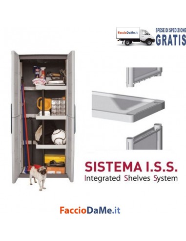 Armadio Linea Steel S71PS Portascope Robusto in Plastica Polipropilene Cerniere Acciaio - SPEDIZIONE GRATUITA